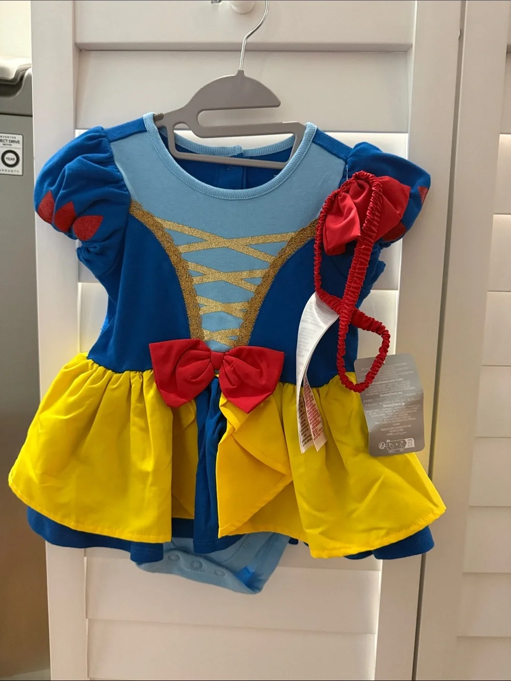 Snow White Blue and Yellow Princess Kids Costume Dress with Red Bows